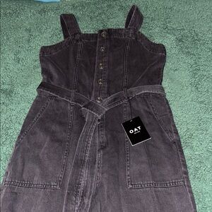 OAT NEW YORK BLACK DENIM OVERALL JUMPSUIT